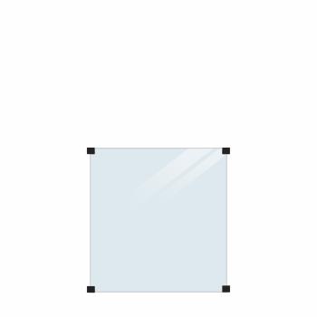 Staket med klar glas inkl. 4 runda fittings - 90×91 cm