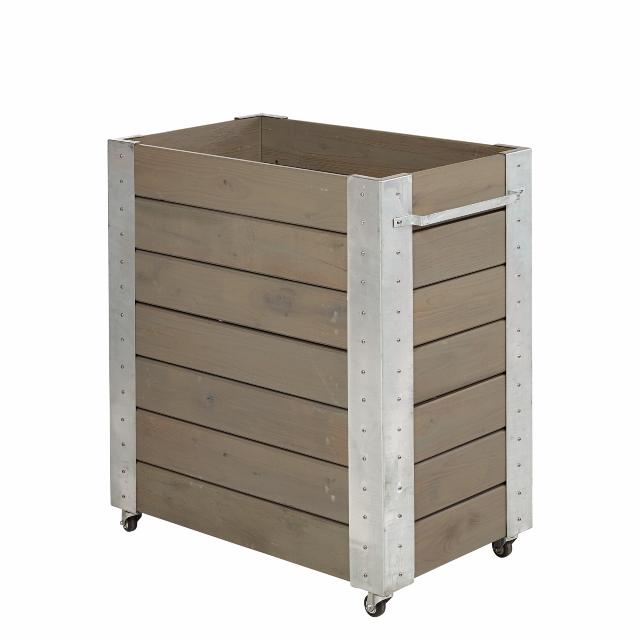 Cubic blomlåda m/hjul - 87×50×95 cm - gråbrun