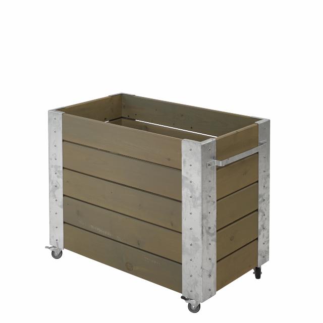 Cubic blomlåda m/hjul - 87×50×70 cm - gråbrun