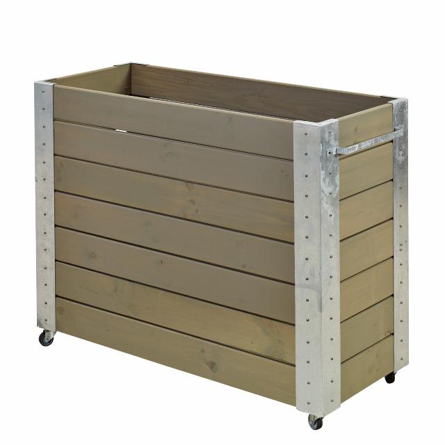 Cubic blomlåda m/hjul - 120x50×95 cm - gråbrun