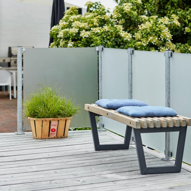 Hærdet glashegn - 90×91 cm - frosted - m/galv. beslag - 175395-1 DETAIL80600