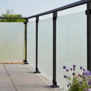 Härdat glasstaket - 90×91 cm - frostat - m/svart beslag -175495-1 DETAIL80911