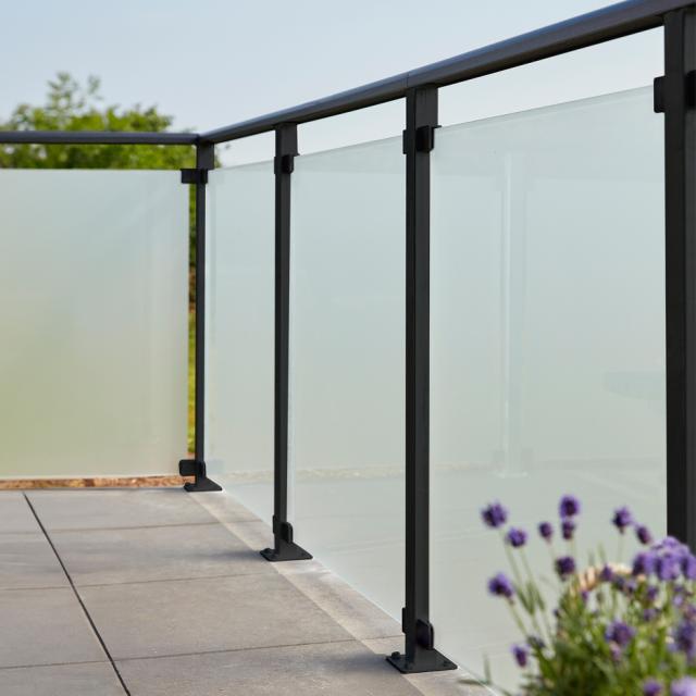 Härdat glasstaket - 90×91 cm - frostat - m/svart beslag -175495-1 DETAIL80911