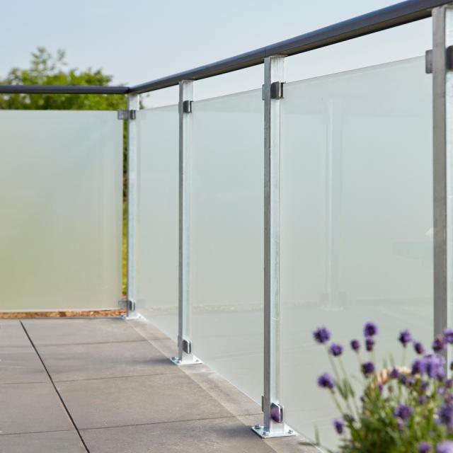 Hærdet glashegn - 90×91 cm - frosted - m/galv. beslag - 175395-1 DETAIL80602