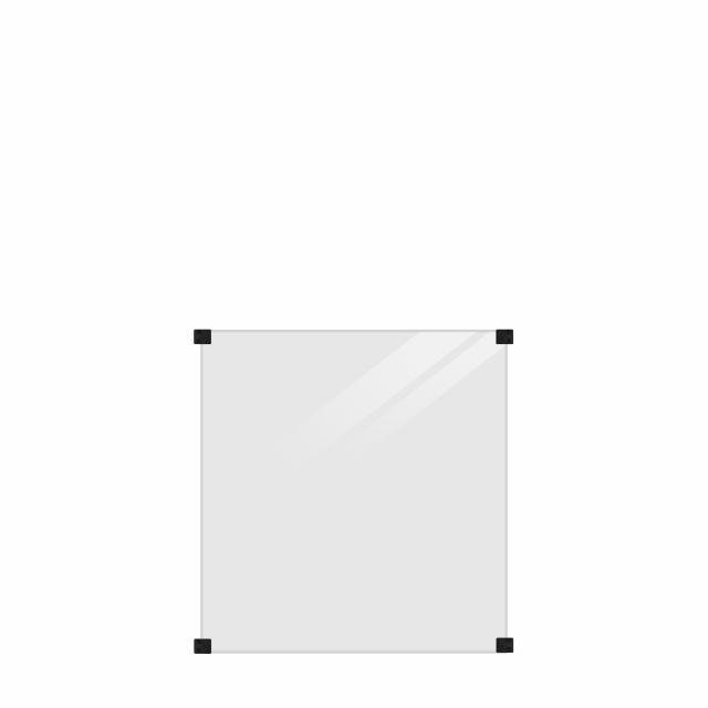 Herdet glassgjerde - 90×91 cm - røykfarget gråsort - m/svart beslag