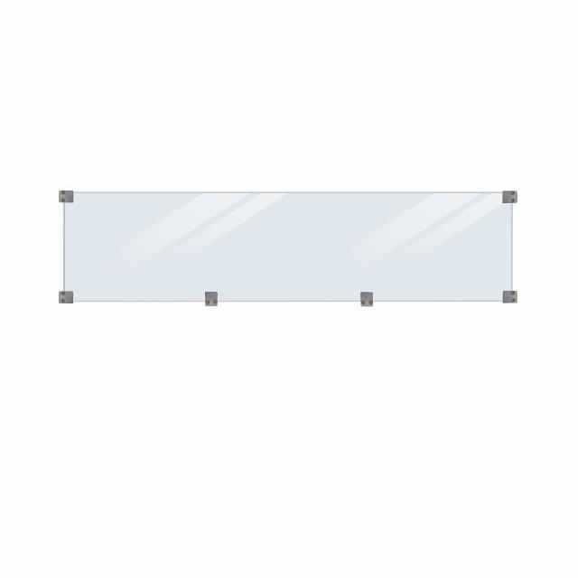 Herdet klart glass inkl. beslag/sort glasslist - lengde 174 cm