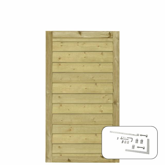 PLUS Klink enkeltport - 100×163 cm - trykkimpregnert - PEFC - inkl. beslag
