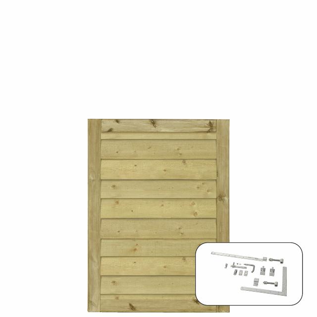 PLUS Klink enkeltport - 100×125 cm - trykkimpregnert - PEFC - inkl. beslag