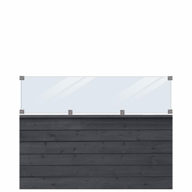 PLUS Klink profilgjerde m/glass - 174×125 cm - svart - PEFC