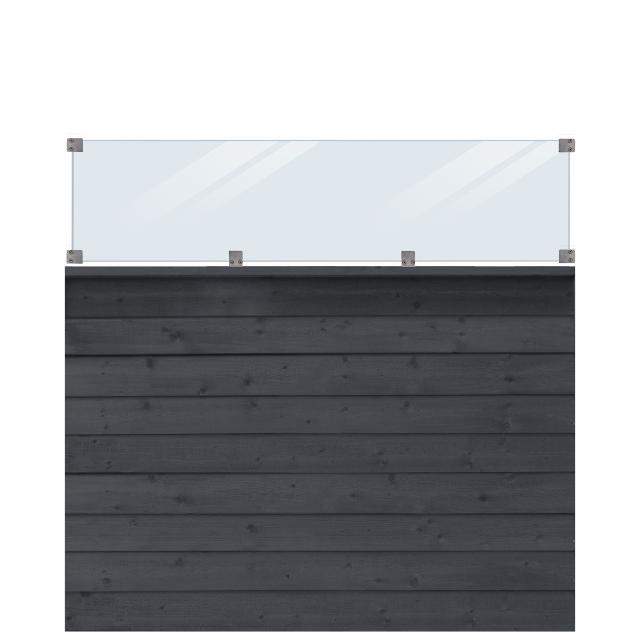 PLUS Klink profilgjerde m/glass - 174×163 cm - svart - PEFC