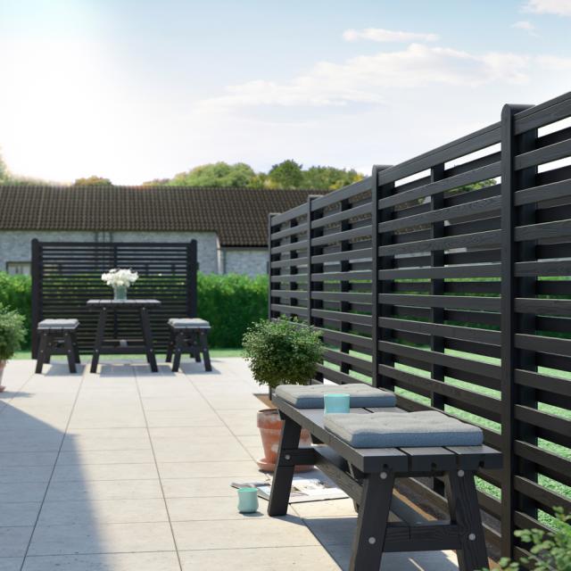Osaka gjerde - 180×136 cm - svart - 17453-15 DETAIL82577