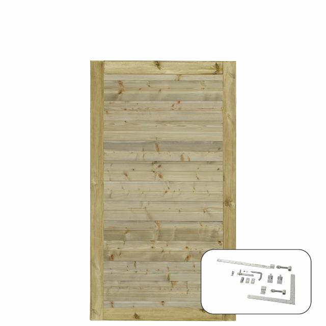 PLUS Plank enkeltport - 100×163 cm - trykkimpregnert - PEFC - inkl. beslag