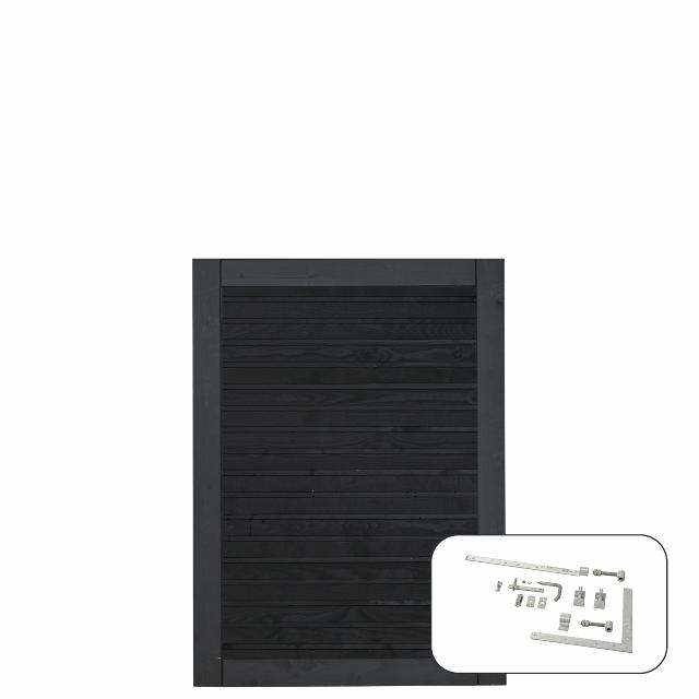 PLUS Plank enkeltport - 100×125 cm - svart - PEFC - inkl. beslag