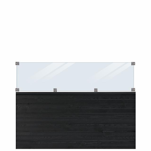 PLUS Plank profilgjerde m/glass - 174×125 cm - svart - PEFC