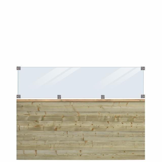 PLUS Plank profilgjerde m/glass - 174×125 cm - trykkimpregnert - PEFC