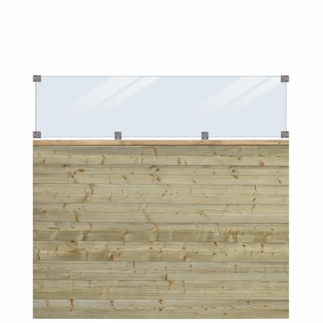 PLUS Plank profilgjerde m/glass - 174×163 cm - trykkimpregnert - PEFC