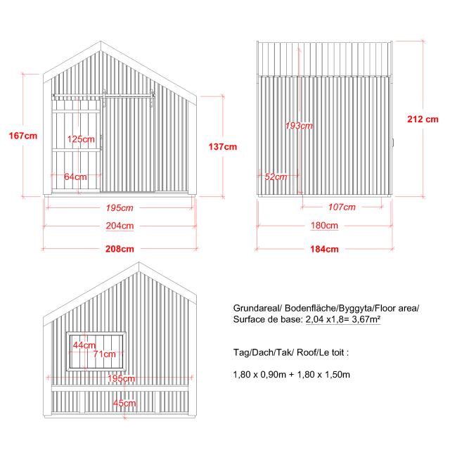 Cozy lekehus – 184×208 cm m/benk – ubehandlet – inkl. takpapp/aluminiumslister – 167350-1 DETAIL89110