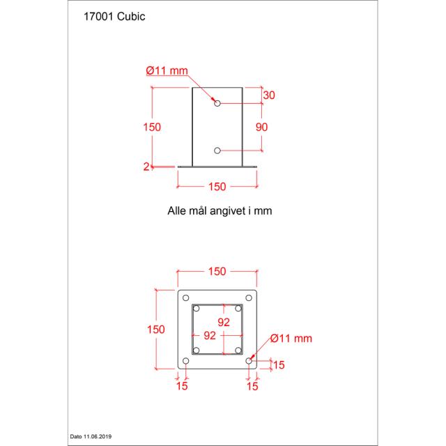 Cubic stolparfot 9×9 cm stolpar till fundament - Svart