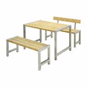 Café plankesett m/1 ryggstøtte – 127 cm – trykkimpregnert – 185581-1 ImportedDETAIL668