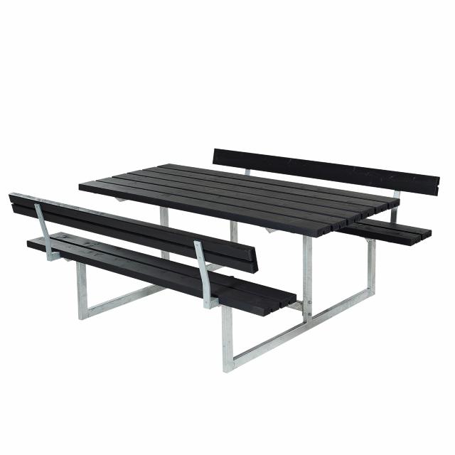 Basic bord/bänkset m/2 ryggstöd - 177 cm - svart