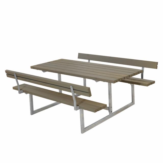 Basic bord/bänkset m/2 ryggstöd - 177 cm - gråbrun