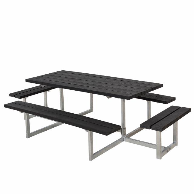 Basic bord/bänkset m/2 påbyggnadsdelar - 260 cm - RePlast - svart