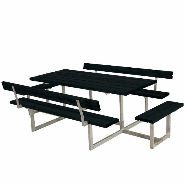 Basic bord/bänkset m/2 ryggstöd och 2 påbyggnadsdelar - 260 cm - svart