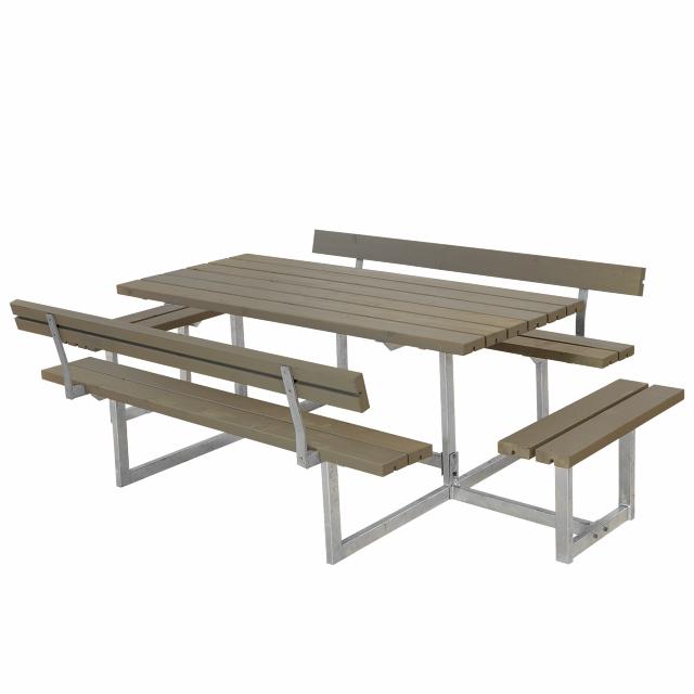 Basic bord/bänkset m/2 ryggstöd och 2 påbyggnadsdelar - 260 cm - gråbrun