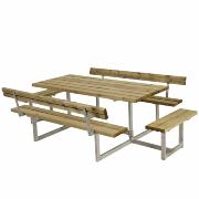 Basic bord/benkesett m/2 ryggstøtter og 2 påbygninger – 260 cm – trykkimpregnert – 185815-1 ImportedDETAIL761