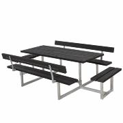 Basic bord/bänkset m/2 ryggstöd och 2 påbyggnadsdelar – 260 cm – RePlast – svart  – 185815-25 ImportedDETAIL183