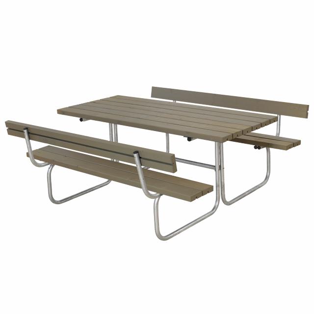 Classic bord/bänkset m/2 ryggstöd - 177 cm - gråbrun