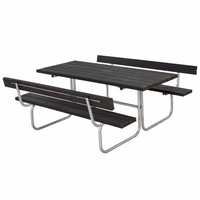Classic bord/bänkset m/2 ryggstöd - 177 cm - RePlast - svart