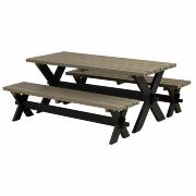 Nostalgi plankesæt - 177 cm - Bord 2 bænke - Sort/Gråbrun - 185900-19 ImportedDETAIL209