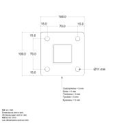 Stålstolpe m/fot inkl. bolter - for trapperekkverk - 4,5×4,5×87,1/80,4 cm - 204100-1 DETAIL79758