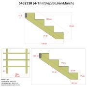 34,2° Holztreppenwangen 4 Stufen mit Beschlag – Stufentiefe 25 cm – 5462330 DETAIL80034
