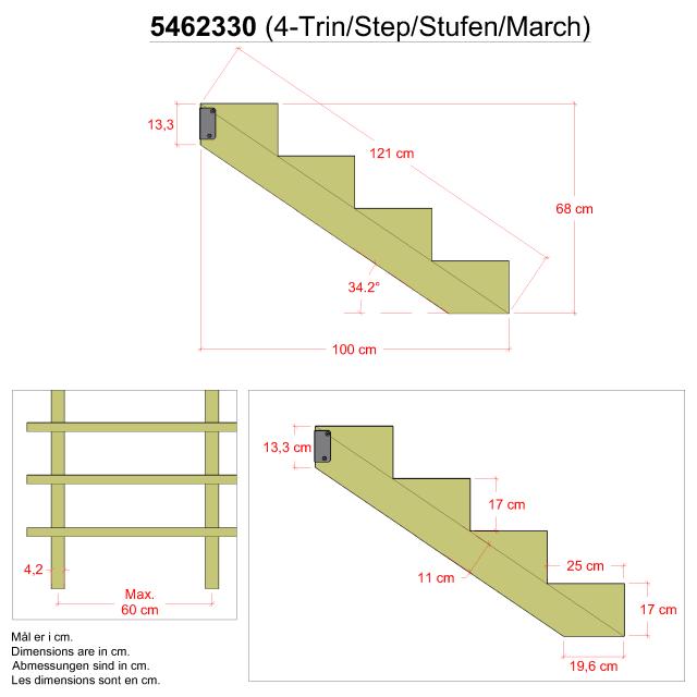 34,2° Holztreppenwangen 4 Stufen mit Beschlag – Stufentiefe 25 cm – 5462330 DETAIL80034