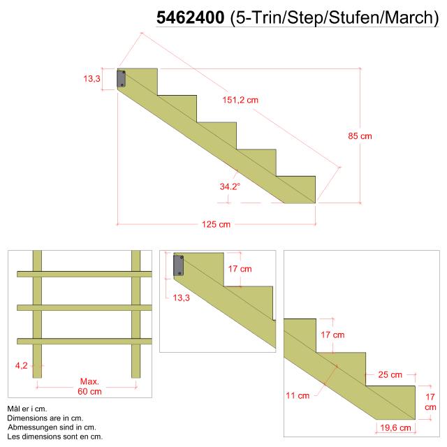 34,2° Holztreppenwangen 5 Stufen mit Beschlag – Stufentiefe 25 cm – 5462400 DETAIL80036