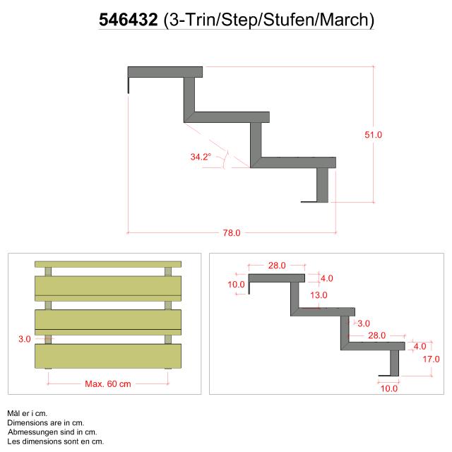 34,2° 3-Stufen-Treppenwangen mit Beschlag - Stufentiefe 28 cm - 546432 DETAIL79322