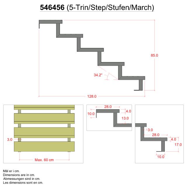 34,2° 5-Stufen-Treppenwangen mit Beschlag - Stufentiefe 28 cm - 546456 DETAIL79324