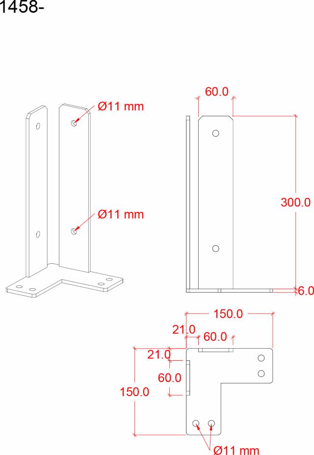 Hörna stolparfot för fundament För stolpar - 9×9×30 cm - höjd 30 cm
