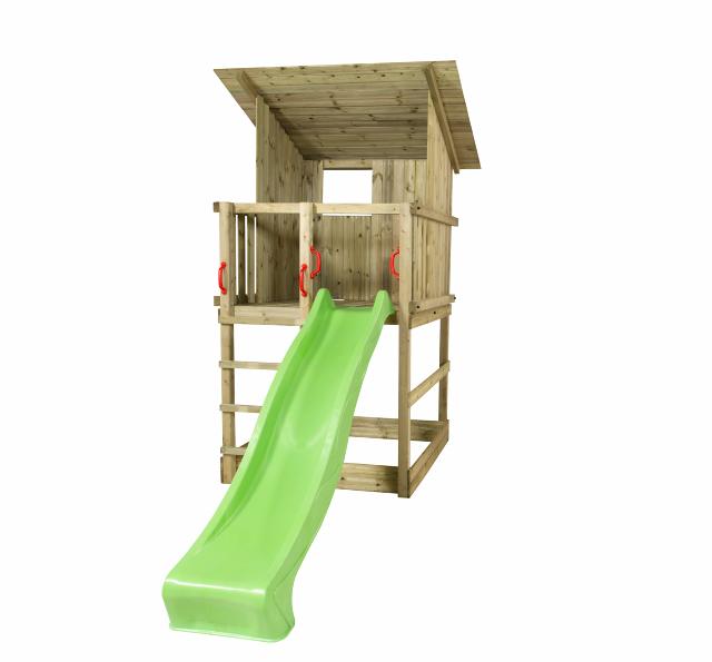 Play Spielturm m/Dach inkl. grüner Rutsche