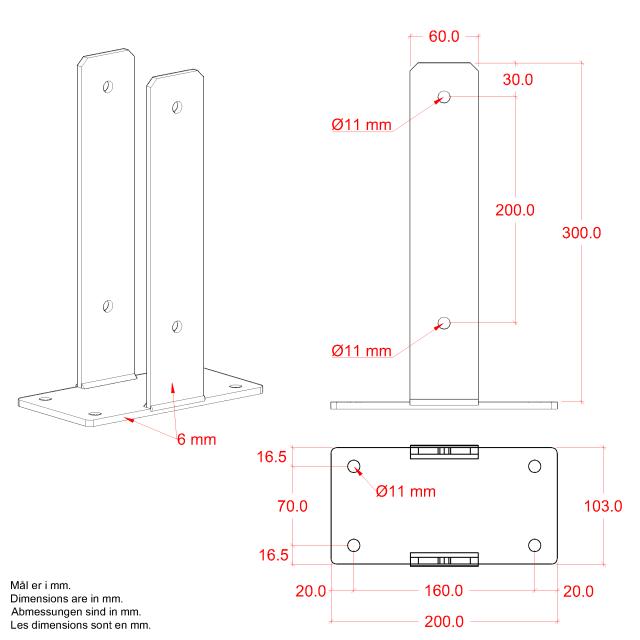 U-Pfostensockel für Fundament mit Schrauben - 9×9×30 cm - 14550-1 DETAIL82916