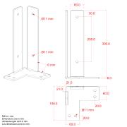 Eck Pfostenfuß 9×9×30 für fundamentsmontage - m/ Schrauben - 14580-15 DETAIL82946