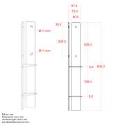 Hörnstolpsfot 60 cm - 9×9 cm stolpar - för nedgjutning - med skruvar - 14600-1 DETAIL82937