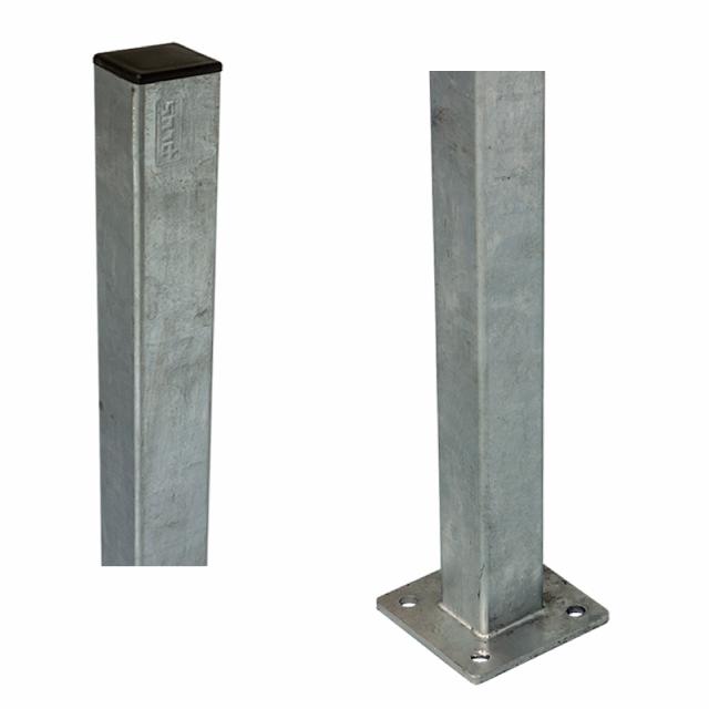 Stahlpfosten feuerverz. mit Fuß 4,5×4,5×96 cm - Inkl. Abdecknung