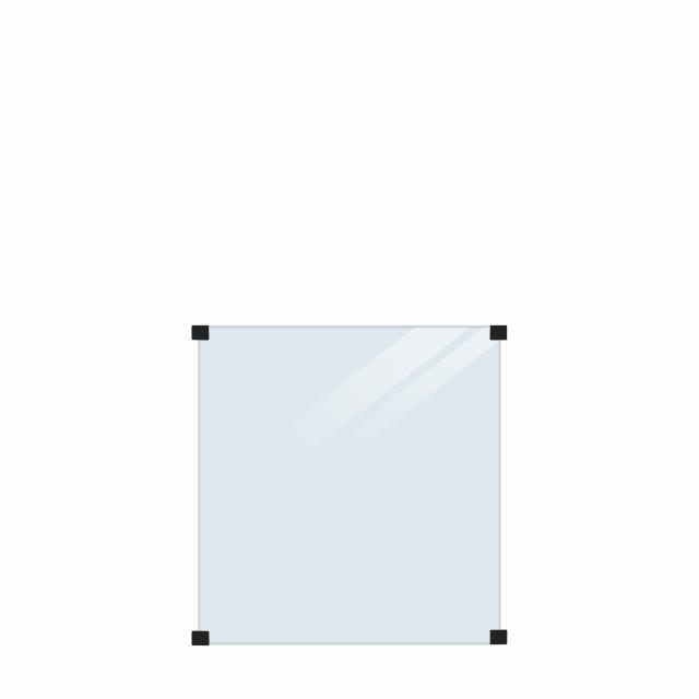 Staket med laminerat klar glas inkl. 4 runda fittings - 90×91 cm